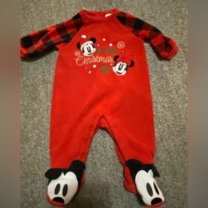 Christmas Disney Mickey and Minnie onesie pj 3-6 mo